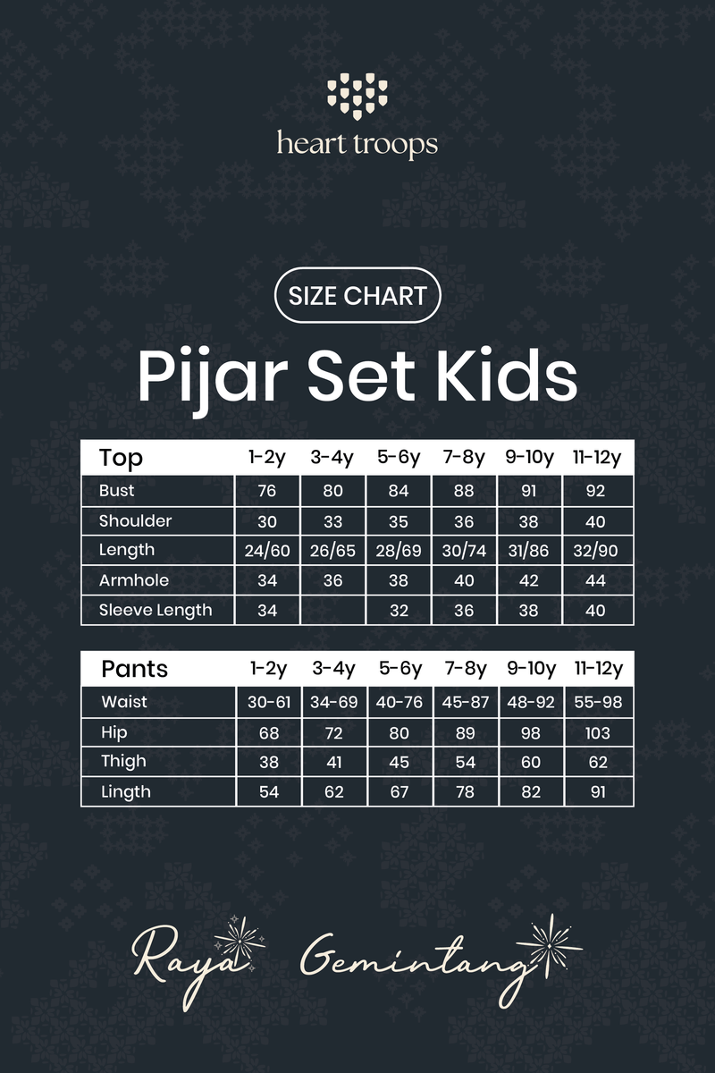 Panduan Ukuran Produk Pijar Set Kids Senja