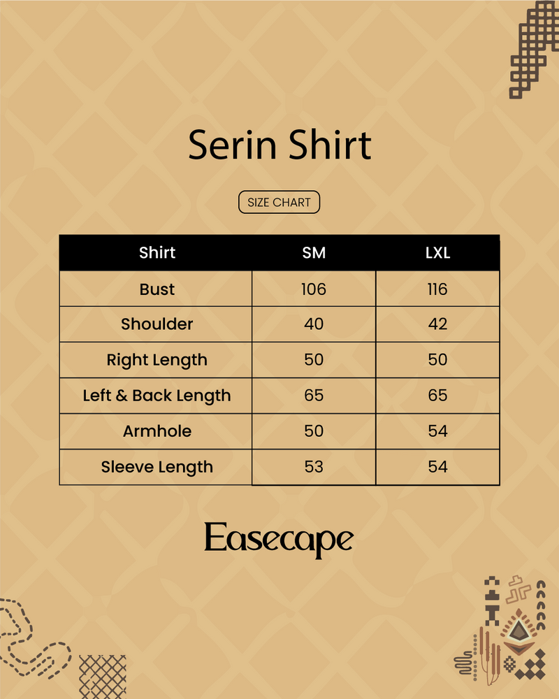 Panduan Ukuran Produk Serin Shirt