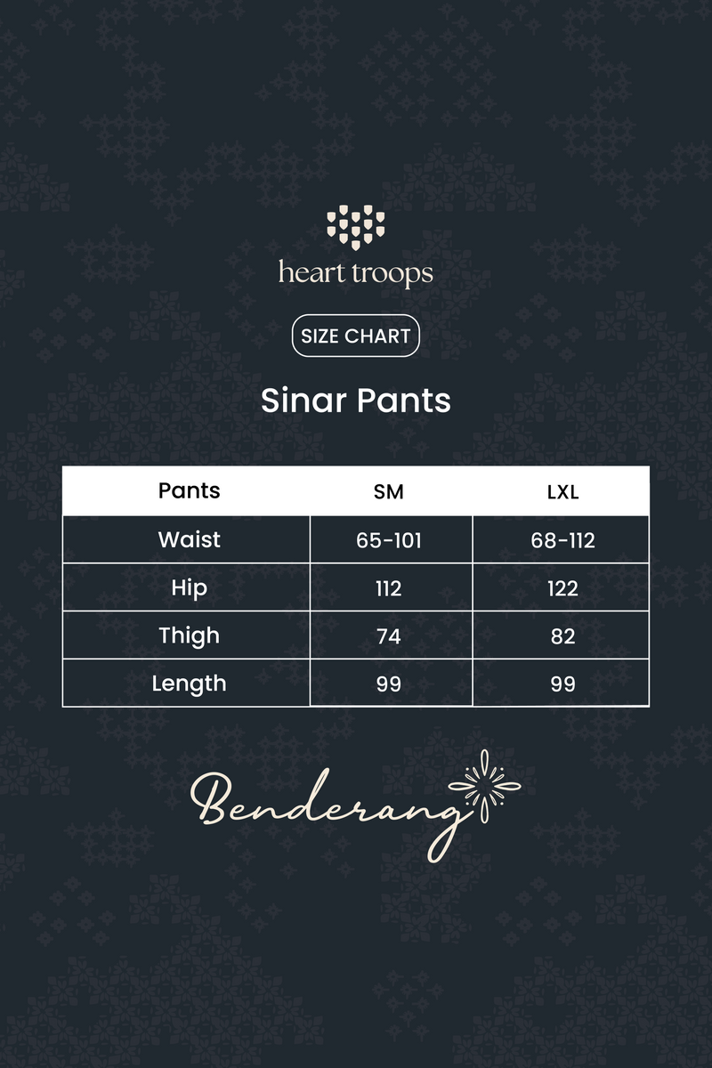 Panduan Ukuran Produk Sinar Pants