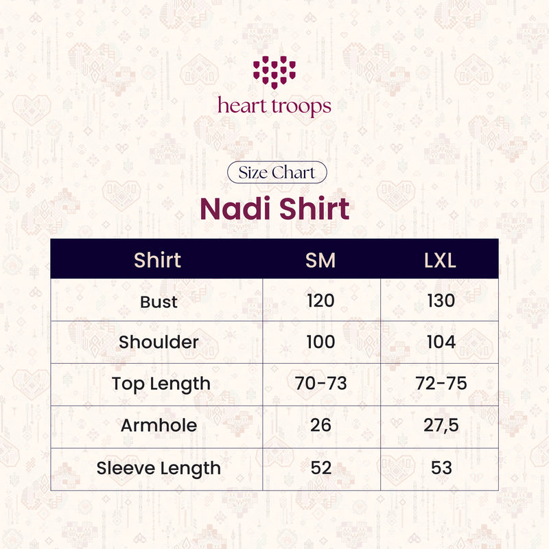 Panduan Ukuran Produk Nadi Shirt Onyx