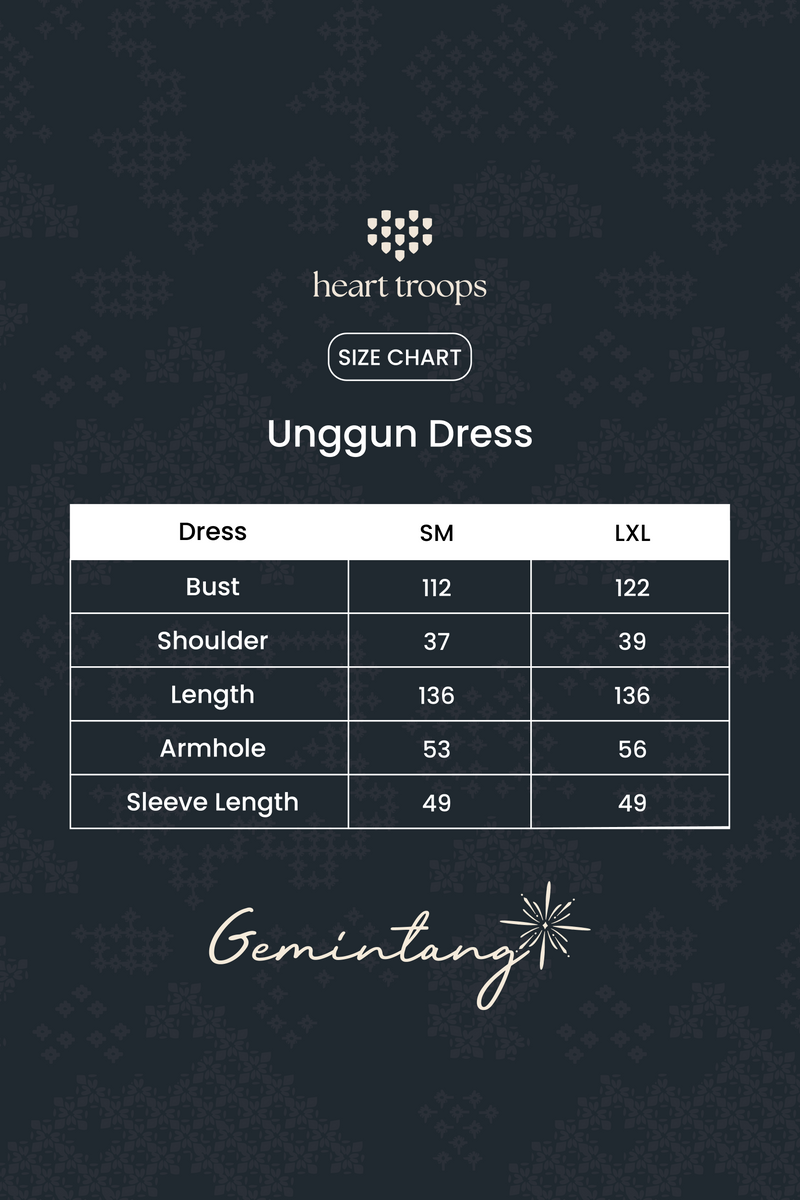 Panduan Ukuran Produk Unggun Dress Malam
