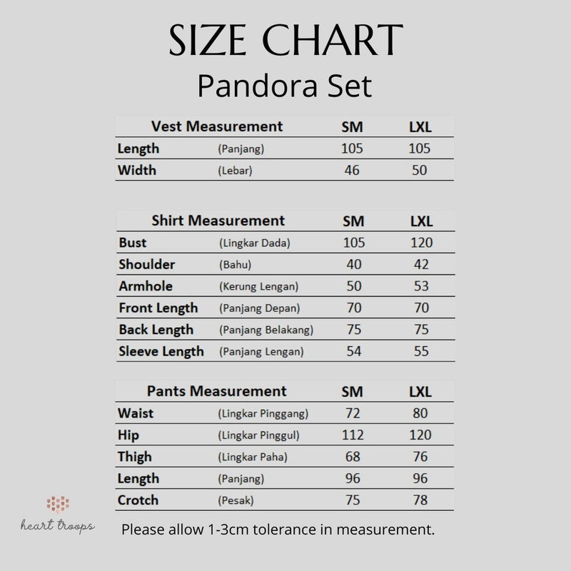 Panduan Ukuran Produk 3-in-1 Pandora Set Blue
